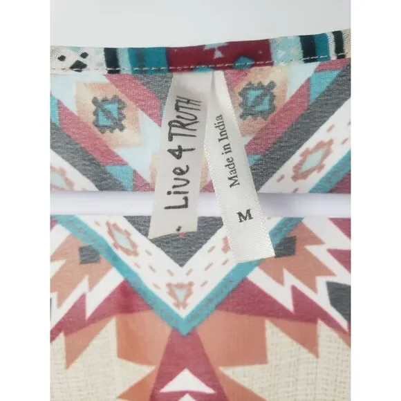 Live 4 Truth Southwest Native Art Geometric Shirt Blouse Top Size Medium Boho - Picture 2 of 7